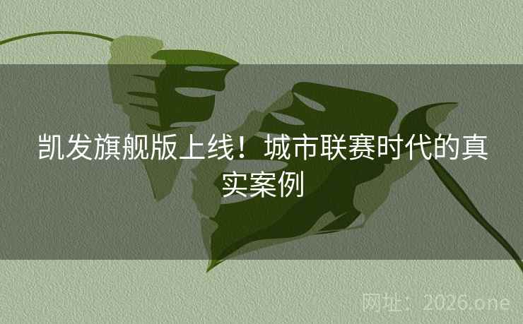 凯发旗舰版上线!城市联赛时代的真实案例 凯发旗舰版上线!城市联赛时代的真实案例